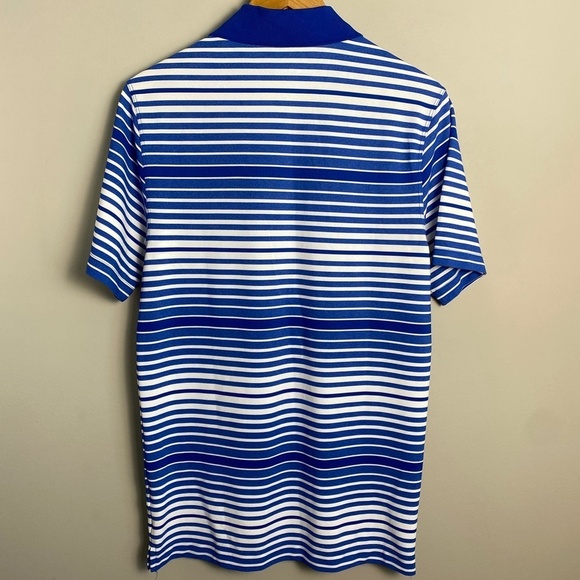 Nike Golf Men's Blue and White‎ Stripe Short Sleeve Activewear Golf Polo Shirt S - Picture 4 of 13